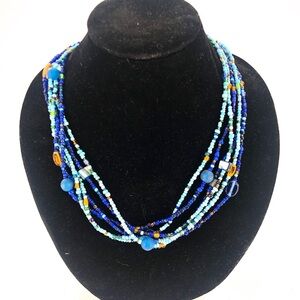 NEW Handmade Shades of Blue Layered Necklace